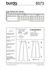 Patron N°6573 Burda : Pantalon