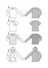 Patron N°6602 Burda : tee-shirt à capuche Petites tailles
