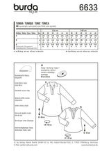 Patron N°6633 Burda style : Tunique pattes d'encolure