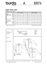 Patron n°6874 : Chemise pour homme avec variantes de col