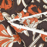 Coton indien imprimé champêtre brique et taupe fond marron