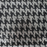 Tulle sequin pied de coq noir et argent