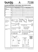 Patron n°: 7156 Sous vêtements historiques Femme