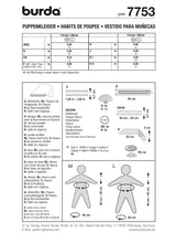 Patron n°7753 : Vêtements de poupées