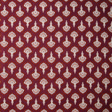 Coton indien imprimé Vamika ornements blanc fond rouge amarante