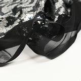 Tulle sequin pied de coq noir et argent