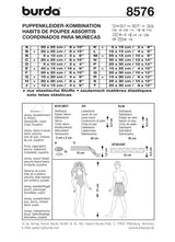Patron Burda n° 8576 : Garde-robe de poupées