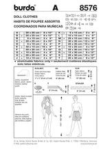 Patron Burda n° 8576 : Garde-robe de poupées