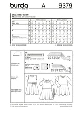 Patron N°9379 Burda : Robe fillette