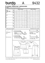 Patron n°9432 : Pyjamas, Vêtements de nuit