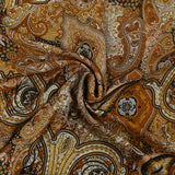 Voile de viscose imprimé cachemire automnale jaune fond marron