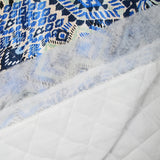 Viscose matelassée double face ikat et cachemire bleu et vert d'eau au mètre