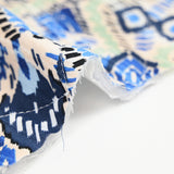 Viscose matelassée double face ikat et cachemire bleu et vert d'eau au mètre