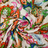 Satin matelassé double face cachemire fantaisie rose et vert pomme au mètre