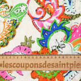 Satin matelassé double face cachemire fantaisie rose et vert pomme au mètre