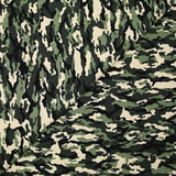 Popeline de coton imprimée camouflage vert
