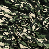 Popeline de coton imprimée camouflage vert