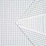 Popeline polycoton jacquard à carreaux gris anthracite fond blanc