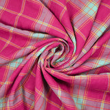 Coton tissé-teint carreaux lurex doré fond rose