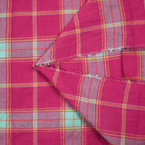 Coton tissé-teint carreaux lurex doré fond rose