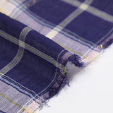 Coton tissé-teint carreaux lurex doré fond bleu marine