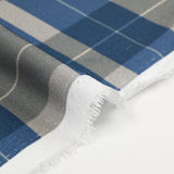 Viscose imprimée à carreaux gris et bleu barbeau