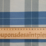 Viscose imprimée à carreaux gris et bleu barbeau