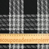 Jacquard de laine mélangée à carreaux écru fond noir