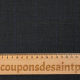 Tissu tailleur laine et cachemire à carreaux bleu fond gris anthracite