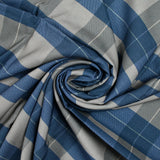Viscose imprimée à carreaux gris et bleu barbeau