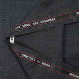 Tissu tailleur laine et cachemire à carreaux bleu fond gris anthracite