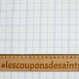 Popeline polycoton à carreaux bleu fond blanc
