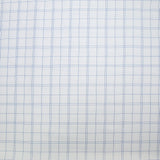 Popeline polycoton à carreaux bleu fond blanc