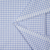 Popeline polycoton jacquard Paul à carreaux bleu
