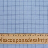 Popeline polycoton à carreaux bleu marine fond bleu