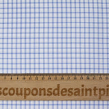 Popeline polycoton jacquard Paul à carreaux bleu