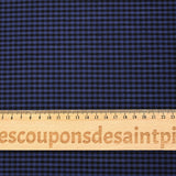 Coton tissé teint à carreaux noir et bleu marine