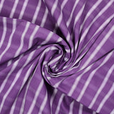 Polycoton tissé-teint ligne blanche contrastante écru fond violet améthyste
