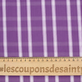 Polycoton tissé-teint ligne blanche contrastante écru fond violet améthyste