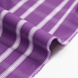 Polycoton tissé-teint ligne blanche contrastante écru fond violet améthyste
