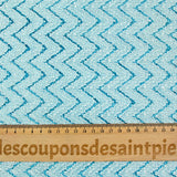 Dentelle polyester chevron blanc fond turquoise