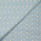 Coton Vichy brodé fond bleu ciel
