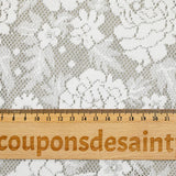 Guipure fine motif champêtre fond blanc