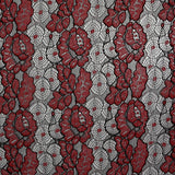 Dentelle polyester fine bicolore rouge et noire