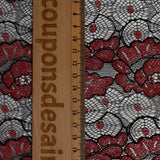 Dentelle polyester fine bicolore rouge et noire
