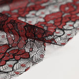 Dentelle polyester fine bicolore rouge et noire