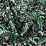 Viscose imprimée arabesque vert et gris