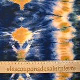 Viscose imprimée tie and dye marine et moutarde