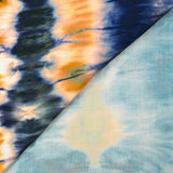 Viscose imprimée tie and dye marine et moutarde