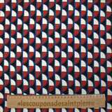 Satin de viscose imprimé demi-lune bordeaux et fond noir